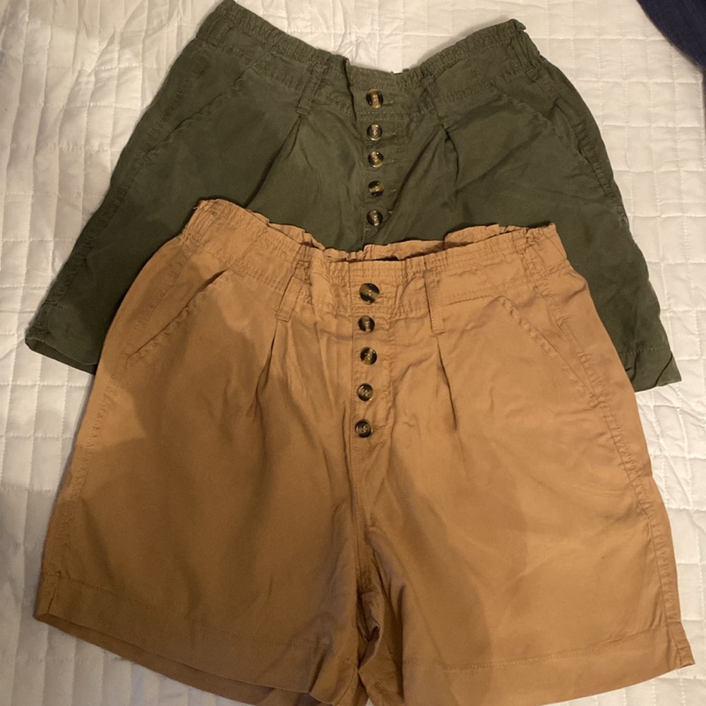 One5one size small shorts -2 pairs tan and green pair
